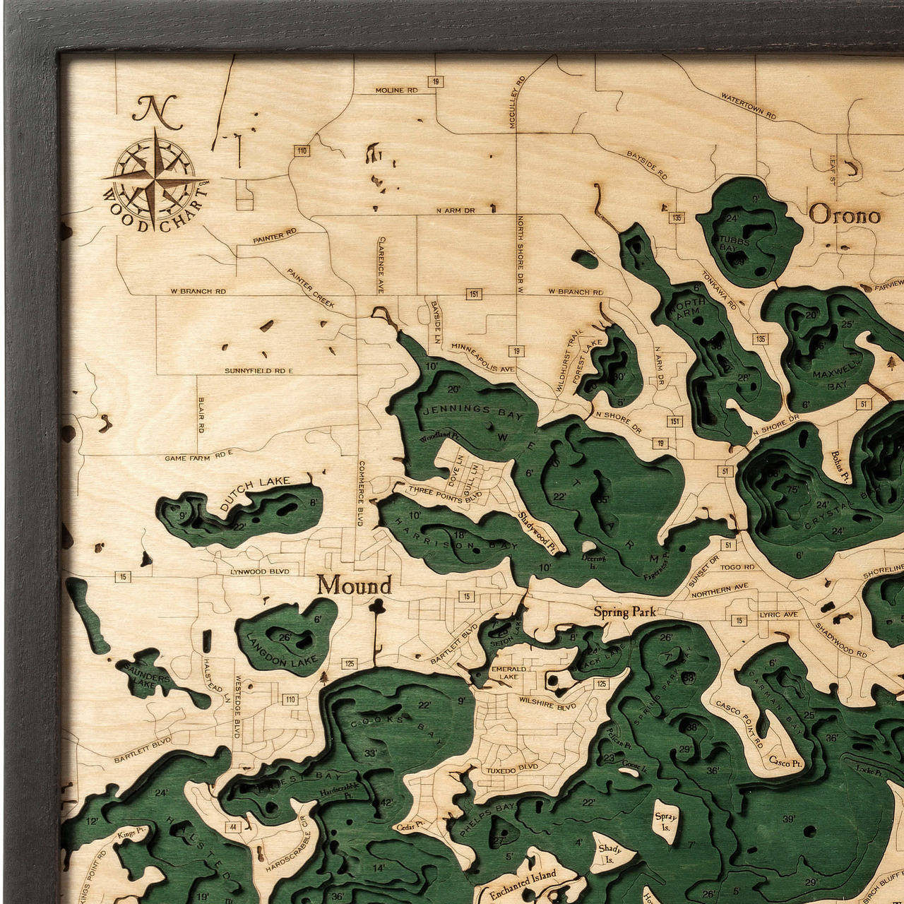 Lake Nautical Wood Maps 3D Wall Decor