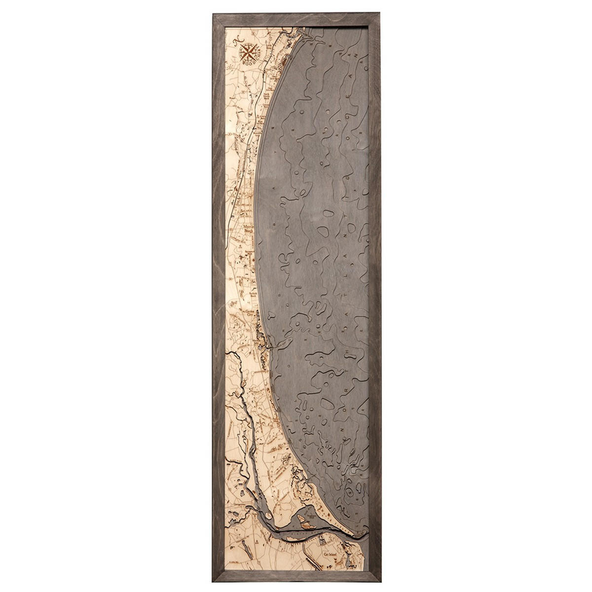 Myrtle Beach Grey Frame by Nautical Wood Maps