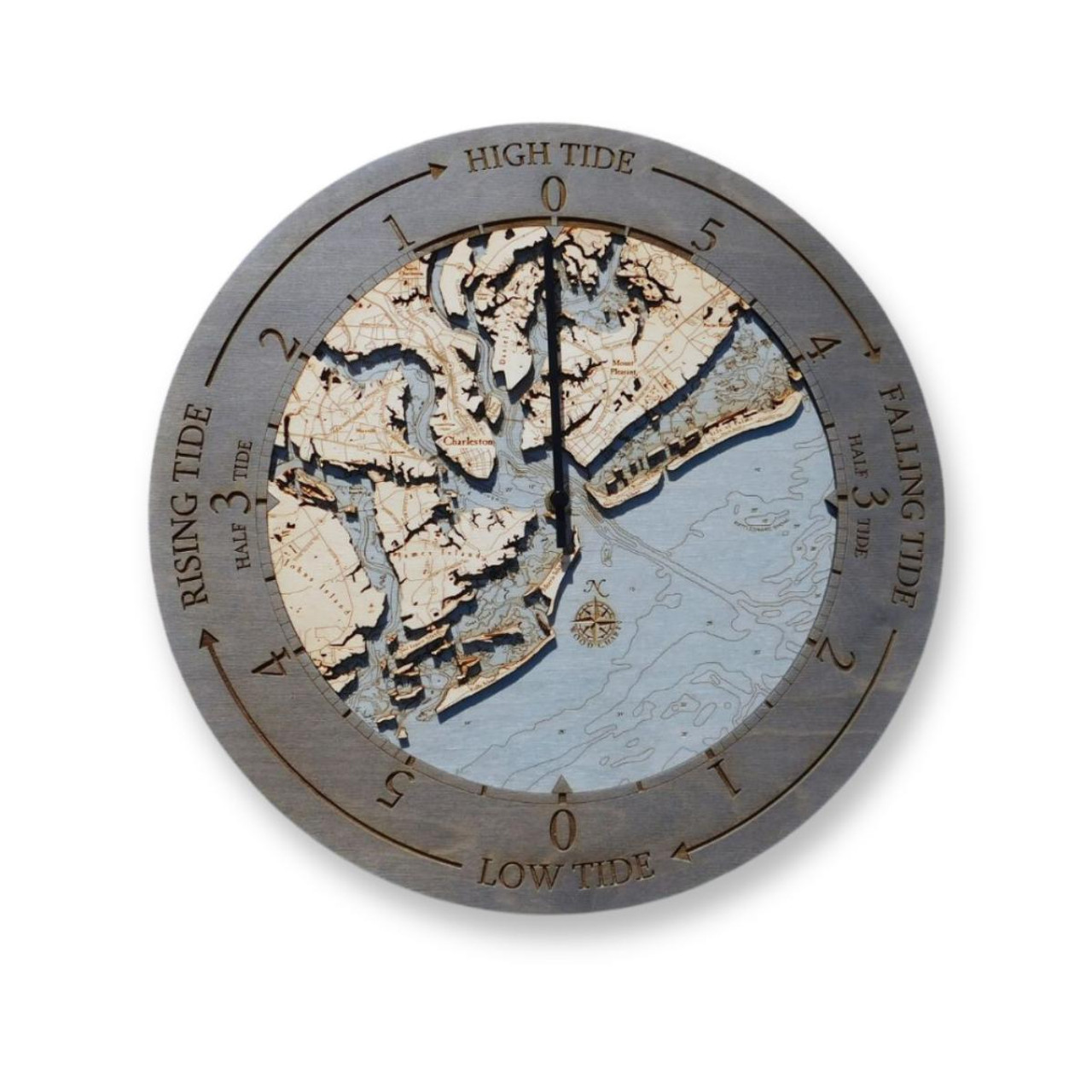 Charleston Tide Clock by Nautical Wood Maps charleston-tide-clock-by-nautical-wood-maps