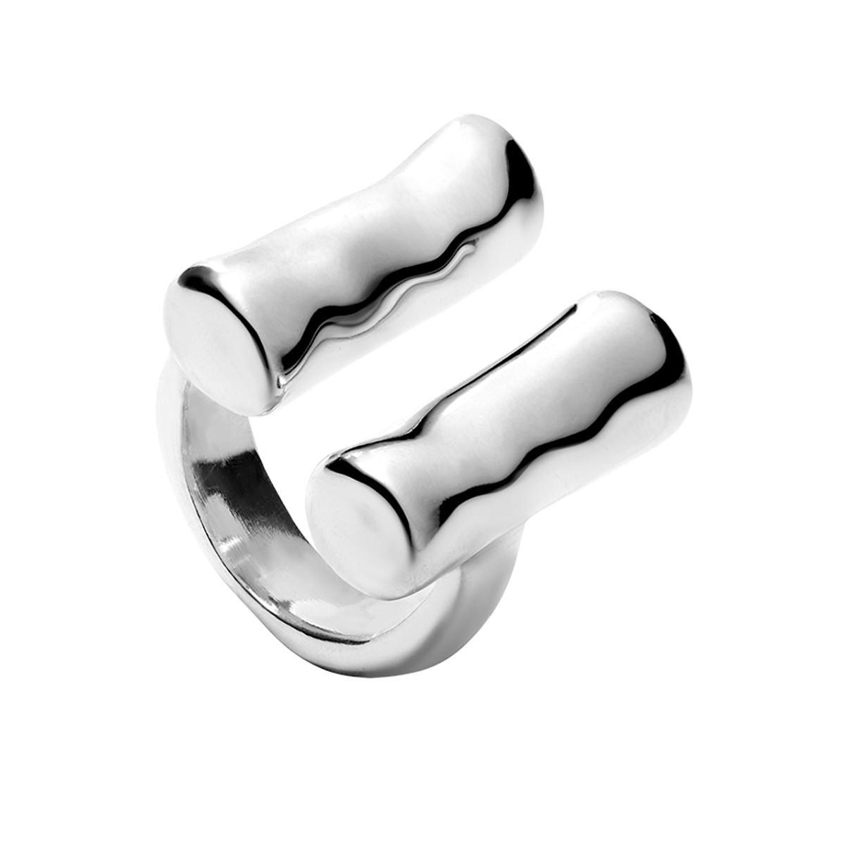 Ser Natural Silver Ring with Two Vertical Tubes by UNOde50
