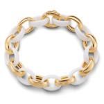 Monica Rich Kosann Marilyn White Ceramic Link Bracelet in 18K Yellow Gold