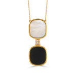 Doves by Doron Paloma Yellow Gold Diamond Necklace with Black Onyx and White Mother of Pearl