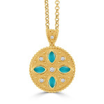 Doves by Doron Paloma Justinian Medallion Pendant with Turquoise Doves by Doron Paloma Justinian Medallion Pendant with Turquoise