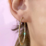 Shy Creation Diamond Baguette Oval Hoop Earrings Shy Creation Diamond Baguette Oval Hoop Earrings