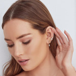 Shy Creation Gold Huggie Earrings with Pave Diamond Drop Shy Creation Gold Huggie Earrings with Pave Diamond Drop