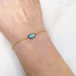 Shy Creation Yellow Gold Sapphire & Turquoise Evil Eye Bracelet
