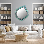 Zetamari Mosaic Artworks Leaf Mirror - Turquoise 