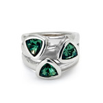 UNOde50 Ser Camaleonica Three Stone Ring - Silver