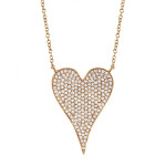 Shy Creation Rose Gold Diamond Pave Heart Necklace - Large Shy Creation Rose Gold Diamond Pave Heart Necklace - Large