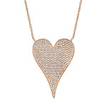 Shy Creation Rose Gold Diamond Pave Heart Necklace - Extra Large Shy Creation Rose Gold Diamond Pave Heart Necklace - Extra Large