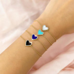 Shy Creation Diamond and Turquoise Yellow Gold Heart Bracelet Shy Creation Diamond and Turquoise Yellow Gold Heart Bracelet