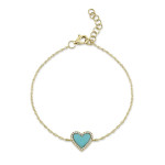 Shy Creation Diamond and Turquoise Yellow Gold Heart Bracelet Shy Creation Diamond and Turquoise Yellow Gold Heart Bracelet