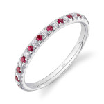 Shy Creation Diamond and Ruby White Gold Band Shy Creation Diamond and Ruby White Gold Band