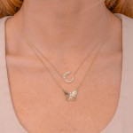 Shy Creation White Gold Diamond Leaf Necklace Shy Creation White Gold Diamond Leaf Necklace