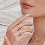 Shy Creation Diamond Cross Over Bridge Ring in Yellow Gold Shy Creation Diamond Cross Over Bridge Ring in Yellow Gold