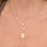 Shy Creation Mother of Pearl and Diamonds Oval Cross Necklace