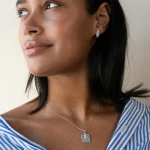 Monica Rich Kosann "She is Fierce" Sterling Silver Necklace with Sapphire