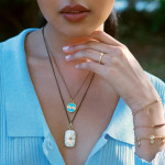 Monica Rich Kosann White Enamel Gold Star Locket with Blue Sapphire 