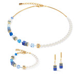 Coeur de Lion GeoCUBE Precious Fusion Pearls Earrings - Blue 