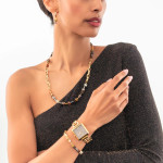 Coeur de Lion GeoCUBE Chunky Chain Necklace - Gold-Brown 