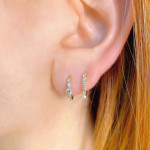 Shy Creation Diamond Oval Huggie Earrings 