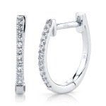 Shy Creation Pave Diamond Huggies - White Gold - Medium