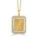 Doves by Doron Paloma Helios Rectangle Pendant with Round Diamond Center and White Mother of Pearl 