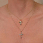 Shy Creation Diamond Baguette Cross Necklace