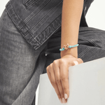 Stretchy Bracelet with Heart - Gold - Turquoise