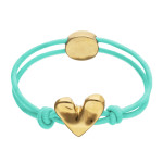 UNOde50 Stretchy Bracelet with Heart - Gold - Turquoise 