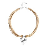 UNOde50 Leather and Multi Thread Silk Necklace - Camel 