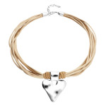 UNOde50 Leather and Multi Thread Silk Necklace - Camel 