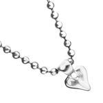 Bead Necklace with Silver Heart Detail