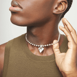 Bead Necklace with Silver Heart Detail