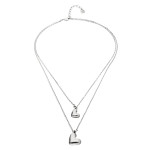 UNOde50 Double Necklace with Two Hearts - Silver