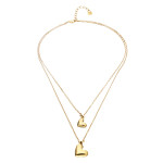 UNOde50 Double Necklace with Two Hearts - Gold 