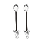 UNOde50 Drop Earrings with Leather and Chained Hearts - Silver 