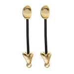 UNOde50 Drop Earrings with Leather and Chained Hearts - Gold