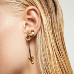 UNOde50 Drop Earrings with Leather and Chained Hearts - Gold