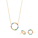 Sparkling Circle  Necklace - Gold, Multicolor