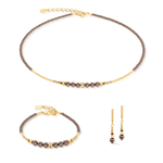 Shimmering Princess Pearls Necklace -  Gold-Brown