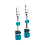 Coeur de Lion GeoCUBE Iconic Earrings -Teal  Silver 