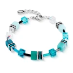 Coeur de Lion GeoCUBE Iconic Bracelet -Teal  Silver 