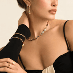 GeoCUBE Iconic Metallic Necklace -Rainbow Gold