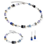 Coeur de Lion GeoCUBE Precious Motion Necklace - Blue Moon Bicolor Silver 