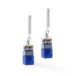 Coeur de Lion GeoCUBE Precious Motion Earrings - Blue Moon Bicolor Silver 