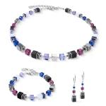 Coeur de Lion GeoCUBE Precious Statement Earrings - Blue Moon Silver
