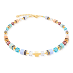 GeoCUBE Precious Statement Necklace - Multicolor Art Nouveau Gold