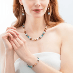 GeoCUBE Precious Statement Necklace - Multicolor Art Nouveau Gold