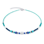Wave Precious Flow Necklace - Teal and Silver